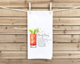 Bloody Mary Recipe Hand Towel with Hanging Loop - 100% Cotton Flour Sack Towels - Cute Bar Cart Towel - Hostess Birthday Mother's Day Gift