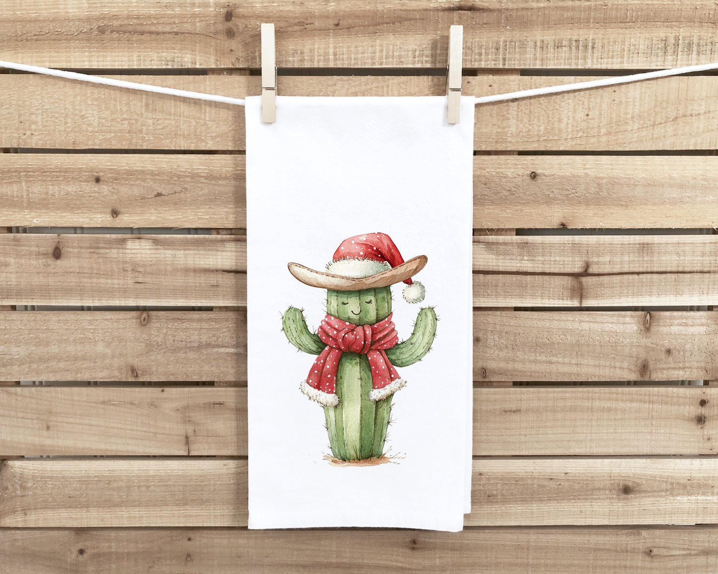 Christmas Santa Cactus Cowboy Snowman Flour Sack Kitchen Towel Country Western Holiday Home Decor Party Decorations