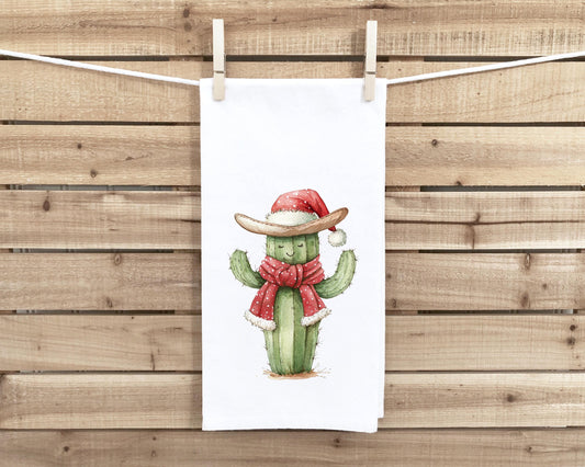 Christmas Santa Cactus Cowboy Snowman Flour Sack Kitchen Towel Country Western Holiday Home Decor Party Decorations