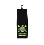 80 Years and Dinking Amazing Tri-fold Sport Towel with Clip 100% Microfiber Black Waffle Weave Gift Idea for Pickleball Lover 80th Birthday