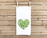 Lucky Shamrock Bouquet and Heart Shamrock Set of 2 Flour Sack Kitchen Towels Dish Cloth Hostess St Patricks Day Irish Gift for Women Men