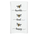 Bee Humble Bee Kind Bee Happy Hand Towel with Hanging Loop - 100% Cotton Flour Sack Towels Hostess Birthday Mother's Day Gift for Bee Lover