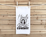 Howdy Cowboy Flour Sack Kitchen Towel with Hanging Loop Funny Cute Cowgirl Western Farmhouse Dish Cloth Housewarming Hostess Mothers Day