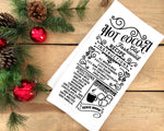 Old Fashioned Hot Cocoa Recipe Flour Sack Towel with Hanging Loop Cute Festive Dish Hand Kitchen Decor Holiday Christmas Gift for Women