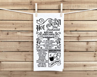 Old Fashioned Hot Cocoa Recipe Flour Sack Towel with Hanging Loop Cute Festive Dish Hand Kitchen Decor Holiday Christmas Gift for Women