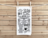 Old Fashioned Hot Cocoa Recipe Flour Sack Towel with Hanging Loop Cute Festive Dish Hand Kitchen Decor Holiday Christmas Gift for Women