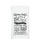 Kitchen Rules Dish Towel with Hanging Loop - 100% Cotton Flour Sack Towels - Birthday Christmas Hostess Housewarming Mother's Day Gift