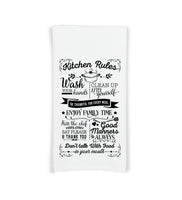 Kitchen Rules Dish Towel with Hanging Loop - 100% Cotton Flour Sack Towels - Birthday Christmas Hostess Housewarming Mother's Day Gift