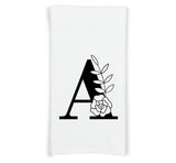 Letter A Floral Monogram Kitchen Towel with Hanging Loop - 100% Cotton Flour Sack Towels - Monogrammed Birthday Mother's Day Gift for Women