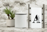 Letter A Floral Monogram Kitchen Towel with Hanging Loop - 100% Cotton Flour Sack Towels - Monogrammed Birthday Mother's Day Gift for Women