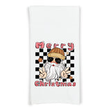 Hippie Christmas Pink and Black Set of 3 Flour Sack Kitchen Tea Hand Towels Santa Claus Car and Snowman Holiday Home Decor Party Decorations