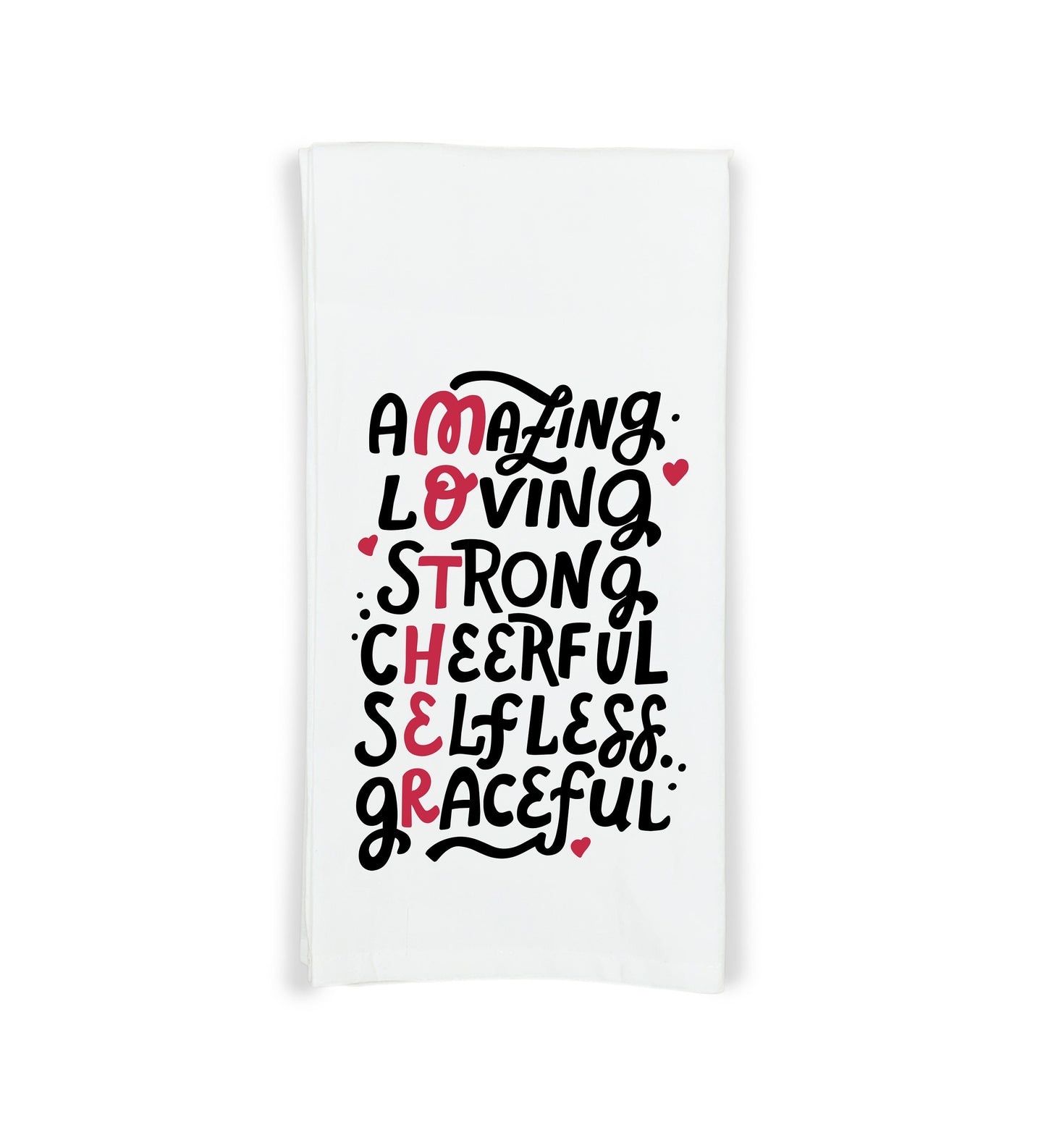 Amazing Loving Strong Cheerful Selfless Graceful Mother Kitchen Towel with Hanging Loop - 100% Cotton Flour Sack Towels Mother's Day Gift