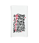 Amazing Loving Strong Cheerful Selfless Graceful Mother Kitchen Towel with Hanging Loop - 100% Cotton Flour Sack Towels Mother's Day Gift