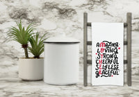 Amazing Loving Strong Cheerful Selfless Graceful Mother Kitchen Towel with Hanging Loop - 100% Cotton Flour Sack Towels Mother's Day Gift