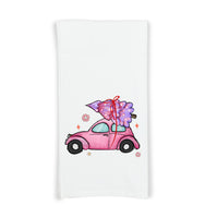 Hippie Christmas Pink and Black Set of 3 Flour Sack Kitchen Tea Hand Towels Santa Claus Car and Snowman Holiday Home Decor Party Decorations