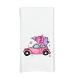 Hippie Christmas Pink and Black Set of 3 Flour Sack Kitchen Tea Hand Towels Santa Claus Car and Snowman Holiday Home Decor Party Decorations