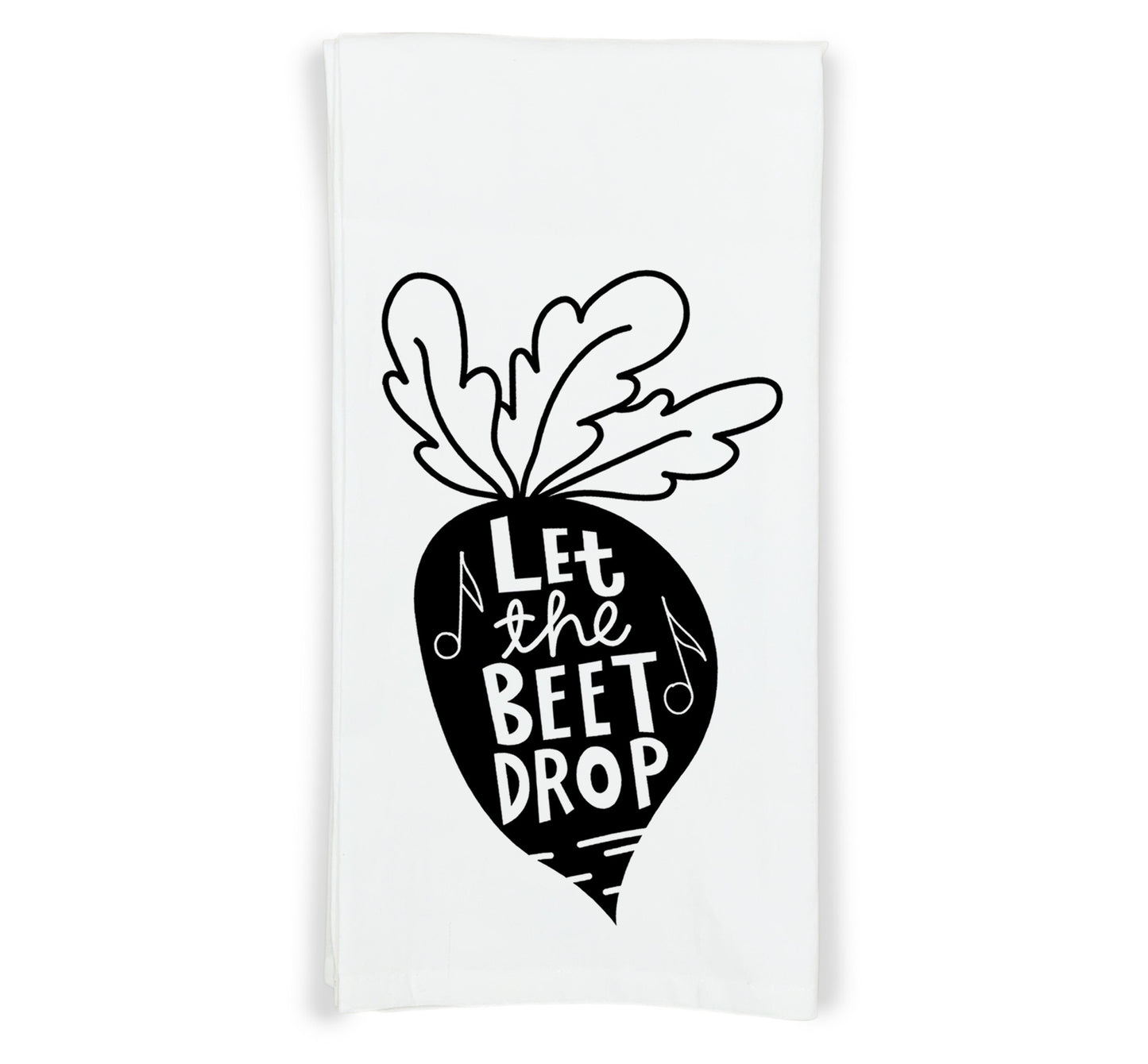 Let the Beet Drop Flour Sack Kitchen Towel with Hanging Loop Funny Vegetable Pun Cute Farmhouse Dish Cloth Housewarming Hostess Mothers Day