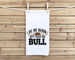 Do No Harm Take No Bull Flour Sack Kitchen Towel with Hanging Loop Funny Western Farmhouse Dish Cloth Housewarming Hostess Mothers Day