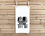 Grandpa's Kitchen Flour Sack Hand Towel, Birthday Father's Day Christmas Gift Idea for Men Grandfather Who Loves to Cook