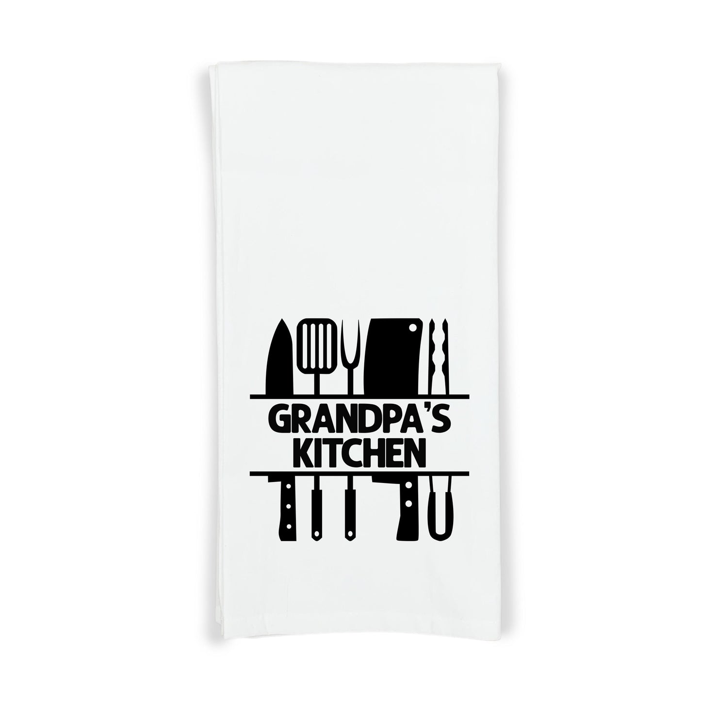 Grandpa's Kitchen Flour Sack Hand Towel, Birthday Father's Day Christmas Gift Idea for Men Grandfather Who Loves to Cook