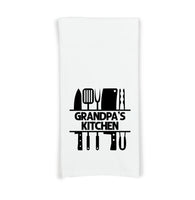 Grandpa's Kitchen Flour Sack Hand Towel, Birthday Father's Day Christmas Gift Idea for Men Grandfather Who Loves to Cook
