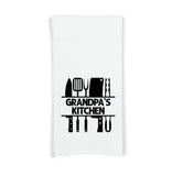 Grandpa's Kitchen Flour Sack Hand Towel, Birthday Father's Day Christmas Gift Idea for Men Grandfather Who Loves to Cook