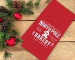 Official North Pole Bakery Made with Love Gingerbread Christmas Red and White Hand Towel Flour Sack Kitchen Holiday Home Decor for Men Women