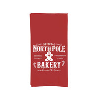 Official North Pole Bakery Made with Love Gingerbread Christmas Red and White Hand Towel Flour Sack Kitchen Holiday Home Decor for Men Women