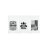King of the Grill - BBQ Rules - Grill Tools Flag Gift Set of 3 Barbecue Themed Hand Towels for Men Dad Grandpa Husband Boyfriend Guy