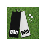 DAD Tri-fold Golf Towel with Clip 100% Microfiber Waffle Weave Black White Gift Idea for Golfer Men