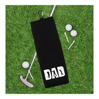 DAD Tri-fold Golf Towel with Clip 100% Microfiber Waffle Weave Black White Gift Idea for Golfer Men