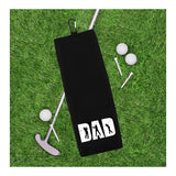 DAD Tri-fold Golf Towel with Clip 100% Microfiber Waffle Weave Black White Gift Idea for Golfer Men
