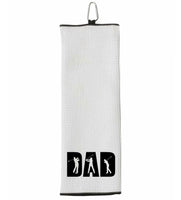 DAD Tri-fold Golf Towel with Clip 100% Microfiber Waffle Weave Black White Gift Idea for Golfer Men