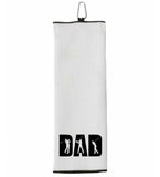 DAD Tri-fold Golf Towel with Clip 100% Microfiber Waffle Weave Black White Gift Idea for Golfer Men