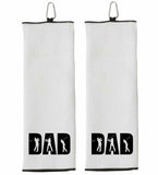 DAD Tri-fold Golf Towel with Clip 100% Microfiber Waffle Weave Black White Gift Idea for Golfer Men