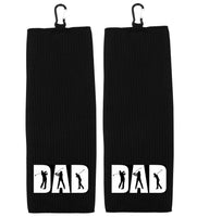 DAD Tri-fold Golf Towel with Clip 100% Microfiber Waffle Weave Black White Gift Idea for Golfer Men