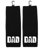 DAD Tri-fold Golf Towel with Clip 100% Microfiber Waffle Weave Black White Gift Idea for Golfer Men