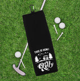 This Is How I Roll Tri-fold Golf Towel with Clip 100% Microfiber Waffle Weave Black White Gift Idea for Golfer Men Women
