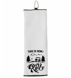 This Is How I Roll Tri-fold Golf Towel with Clip 100% Microfiber Waffle Weave Black White Gift Idea for Golfer Men Women