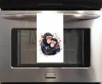 Chimpanzee Couple Flour Sack Cotton Tea Towel Valentine's Day Birthday Mother's Day Christmas Chimp Lover Gift Idea