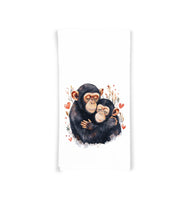 Chimpanzee Couple Flour Sack Cotton Tea Towel Valentine's Day Birthday Mother's Day Christmas Chimp Lover Gift Idea