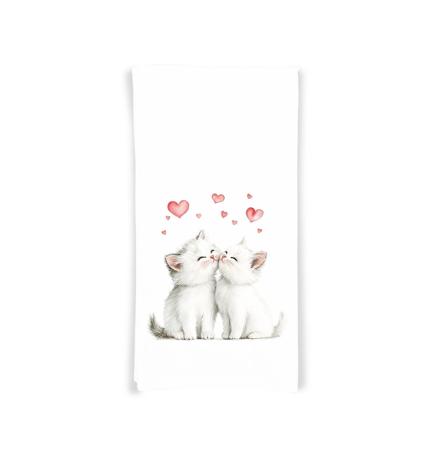 Two White Kittens Valentine Cats Flour Sack Cotton Hand Towel Cat Lover Valentine's Day Birthday Mother's Day Christmas Gift Idea