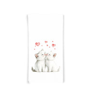 Two White Kittens Valentine Cats Flour Sack Cotton Hand Towel Cat Lover Valentine's Day Birthday Mother's Day Christmas Gift Idea