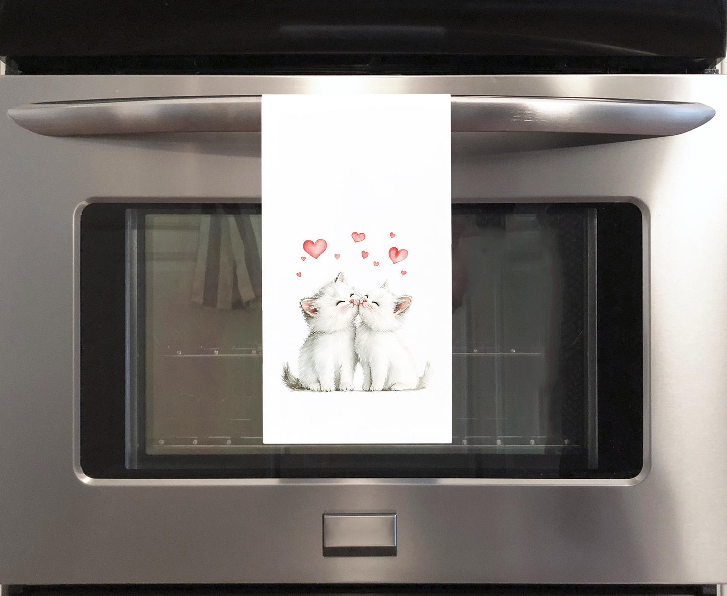 Two White Kittens Valentine Cats Flour Sack Cotton Hand Towel Cat Lover Valentine's Day Birthday Mother's Day Christmas Gift Idea