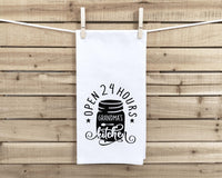 Grandma's Kitchen Open 24 Hours Flour Sack Kitchen Towel Farmhouse Rustic Birthday Housewarming New Home Christmas Gift Idea for Grandma Mom