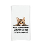 Bengal Every Snack You Make Cat Flour Sack Kitchen Towel Funny Peeking Kitty Dish Cloth Housewarming Hostess Birthday Christmas Gift