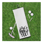 Let's Par Tee Tri-fold Golf Towel with Clip 100% Microfiber Waffle Weave Black White Gift Idea for Golfer Men Women Mom Dad