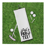 Let's Par Tee Tri-fold Golf Towel with Clip 100% Microfiber Waffle Weave Black White Gift Idea for Golfer Men Women Mom Dad