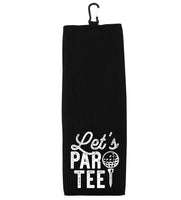 Let's Par Tee Tri-fold Golf Towel with Clip 100% Microfiber Waffle Weave Black White Gift Idea for Golfer Men Women Mom Dad