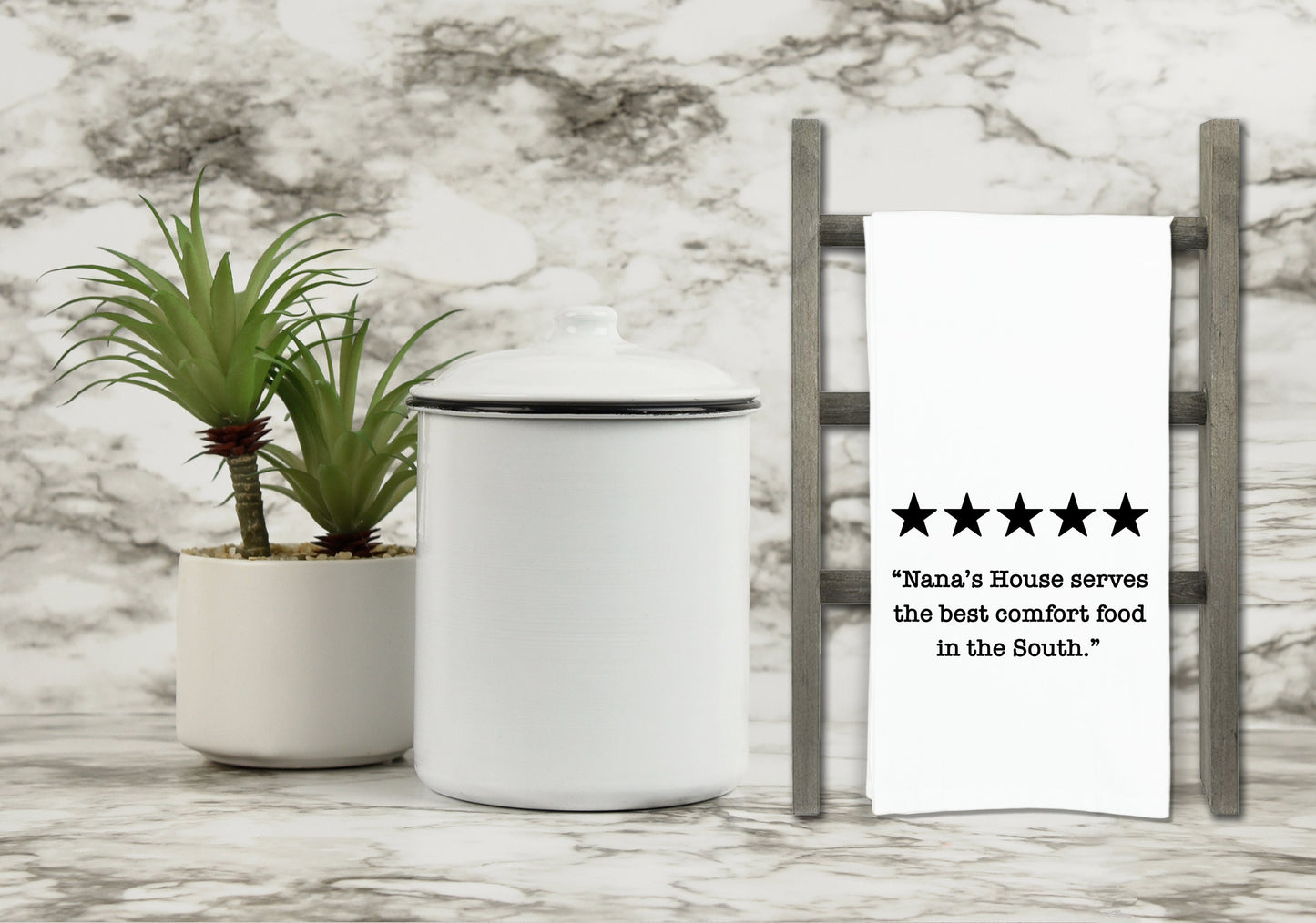 Nana's House Five Star Review Flour Sack Kitchen Towel Funny Dish Cloth Hostess Birthday Mothers Day Christmas Gift for Grandma
